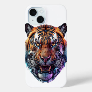 Cybernetic Bio-Mechanical Tiger Portrait iPhone 15 Case