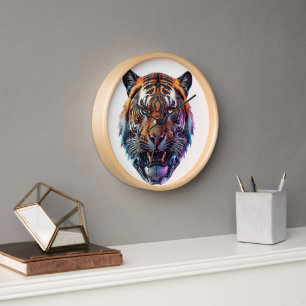 Cybernetic Bio-Mechanical Tiger Portrait Clock