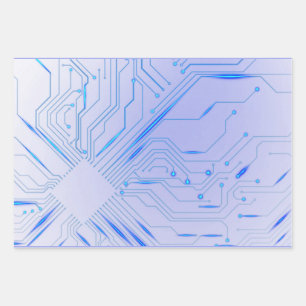 Cybernetic Blue Chip Motherboard  Wrapping Paper Sheet