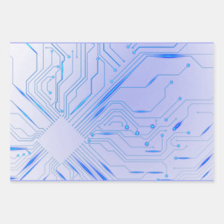 Cybernetic Blue Chip Motherboard  Wrapping Paper Sheet