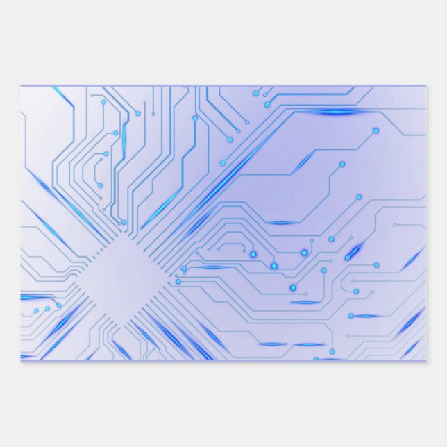 Cybernetic Blue Chip Motherboard  Wrapping Paper Sheet (Front)