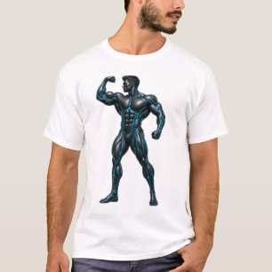 Cybernetic Bodybuilder - Futuristic Neon Muscle Fi T-Shirt