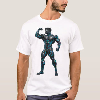 Cybernetic Bodybuilder - Futuristic Neon Muscle Fi T-Shirt