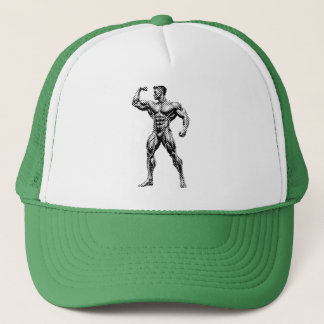 Cybernetic Bodybuilder - Futuristic Neon Muscle Fi Trucker Hat