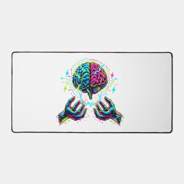 Cybernetic Circuit Brain Electrical Engineering Desk Mat (Front)