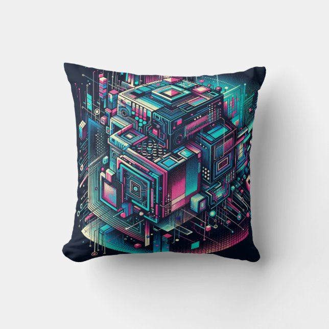 Cybernetic Dreamscape Cushion (Front)