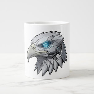 Cybernetic Eagle Head Futuristic Robotic Bald Eagl Large Coffee Mug