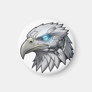 Cybernetic Eagle Head Futuristic Robotic Bald Eagl Magnet