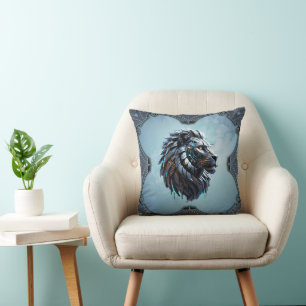 Cybernetic Lion The fusion of power and technology Cushion