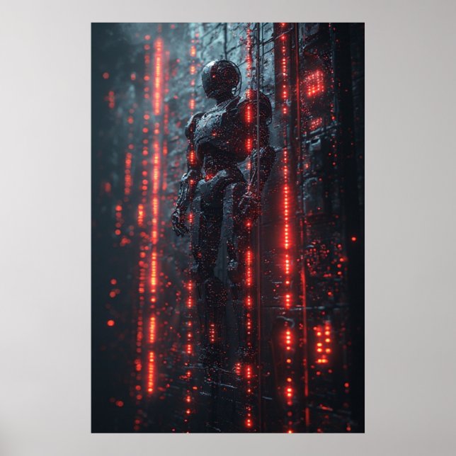 Cybernetic Sentinel: A Futuristic Android Poster (Front)