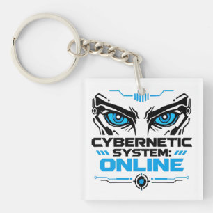 Cybernetic System Online Futuristic Robot Eyes Sci Key Ring