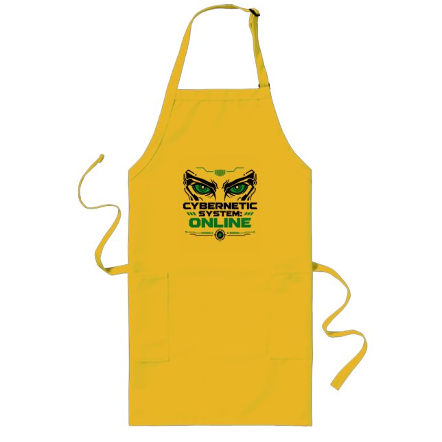 Cybernetic System Online Futuristic Robot Eyes Sci Long Apron (Front)