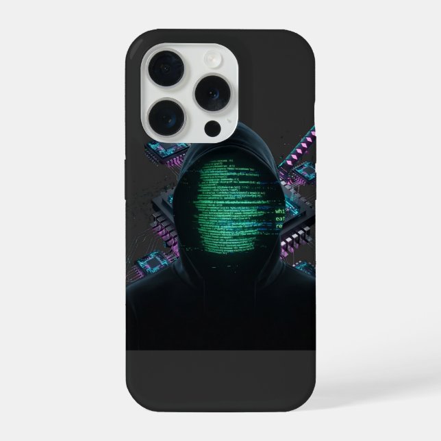 Cybernetic Tech Fusion - Neon Katana & CPU Circuit iPhone Case (Back)