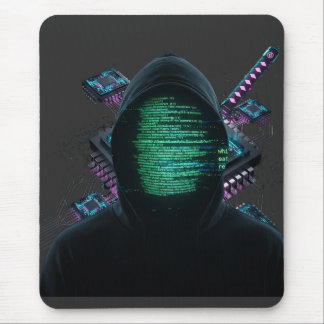 Cybernetic Tech Fusion - Neon Katana & CPU Circuit Mouse Mat