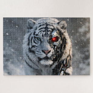 Cybernetic white tiger sci-fi jigsaw puzzle