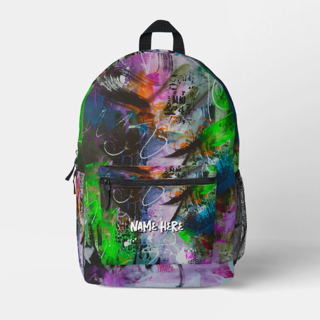 Cyberpunk Abstract Printed Backpack (Front)