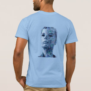 Cyberpunk AI Human Circuit Board Blue T-Shirt