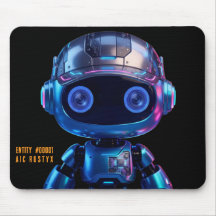 Cyberpunk AI Robot Mouse Pad #00001 | AIC Rustyx