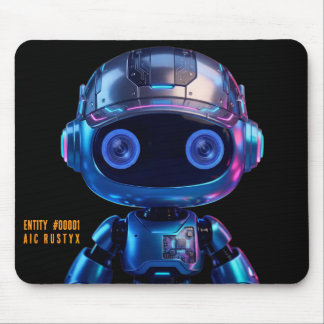 Cyberpunk AI Robot Mouse Pad #00001 | AIC Rustyx
