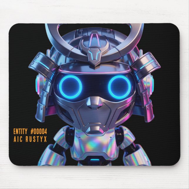 Cyberpunk AI Robot Mouse Pad #00004 | AIC Rustyx (Front)