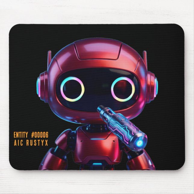 Cyberpunk AI Robot Mouse Pad #00006 | AIC Rustyx (Front)