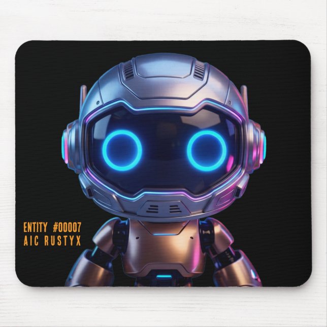 Cyberpunk AI Robot Mouse Pad #00007 | AIC Rustyx (Front)