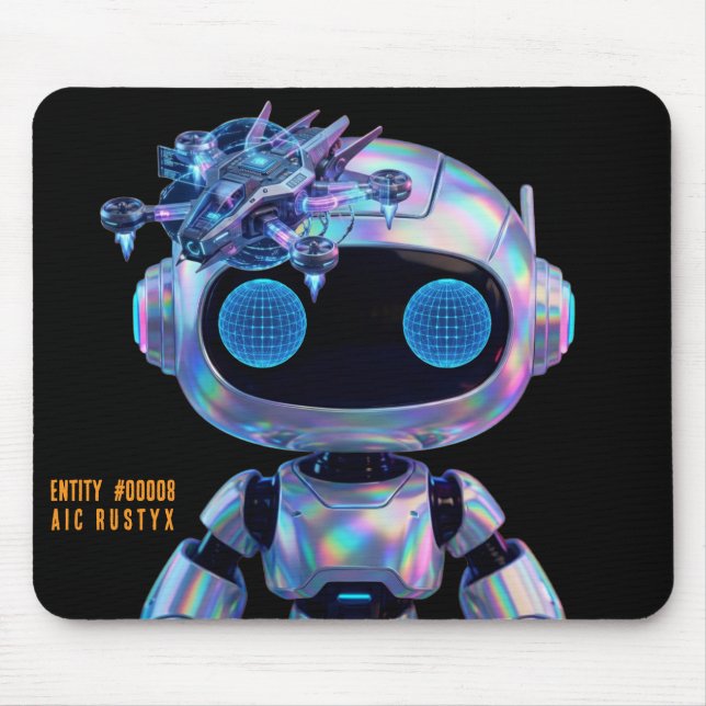 Cyberpunk AI Robot Mouse Pad #00008 | AIC Rustyx (Front)