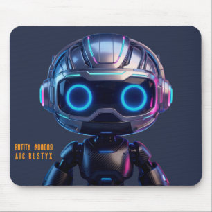 Cyberpunk AI Robot Mouse Pad #00009   AIC Rustyx