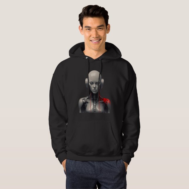 Cyberpunk Android Cyborg Graphic Pullover Hoodie (Front Full)