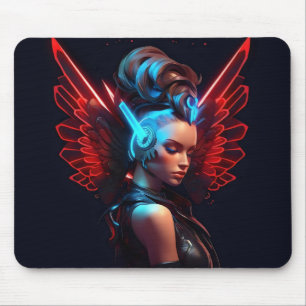 Cyberpunk Angel Girl Mouse Mat