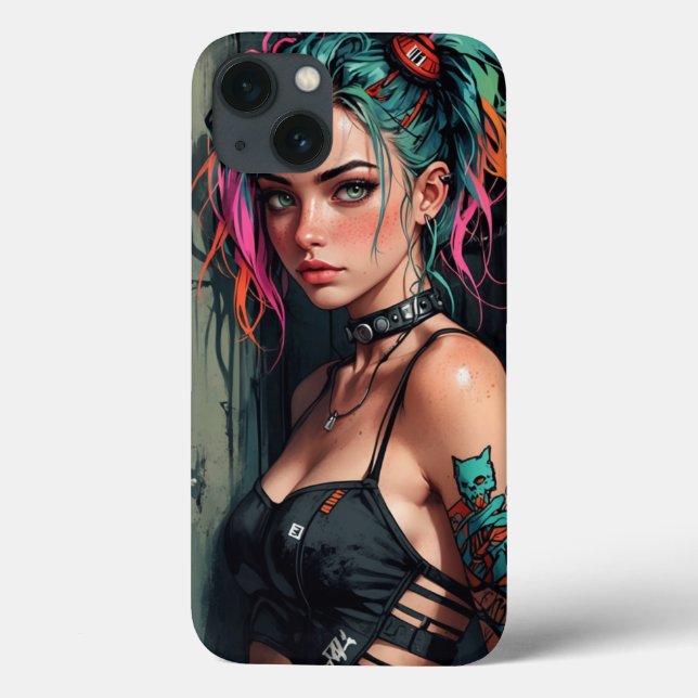 Cyberpunk Anime Girl iPhone Case (Back)