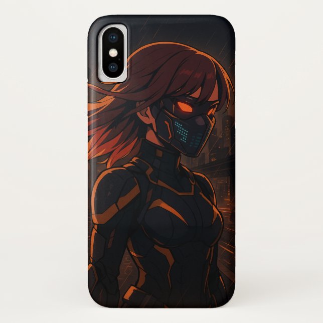 Cyberpunk Anime Girl – Neon City Case-Mate iPhone Case (Back)