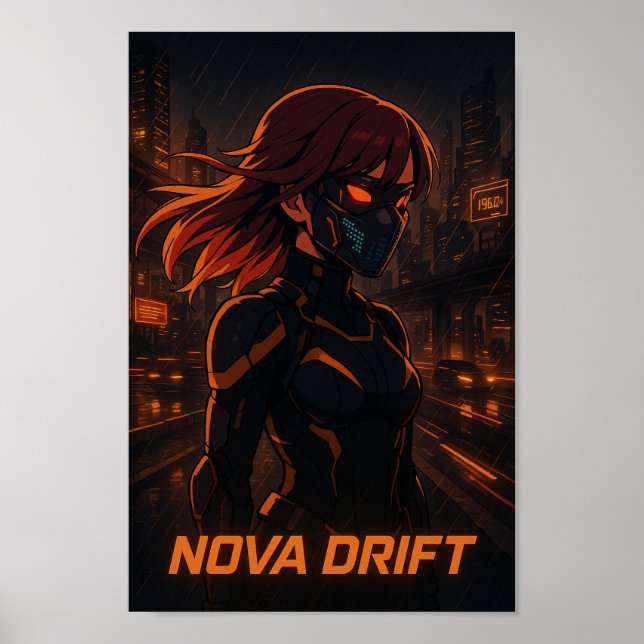 Cyberpunk Anime Girl – Neon City Poster (Front)