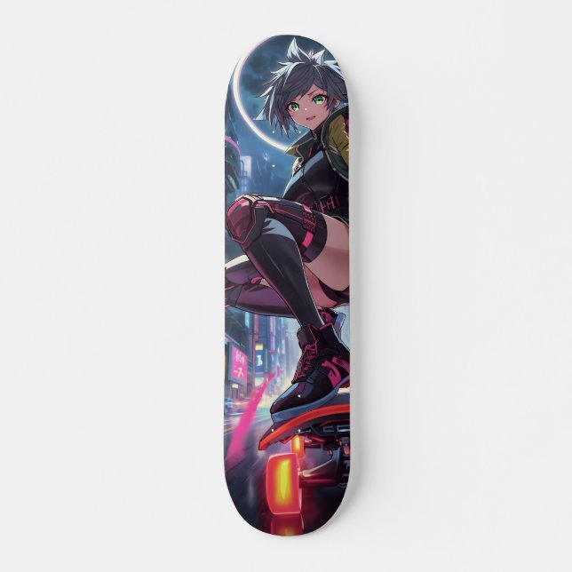 Cyberpunk Anime Girl Skateboard Deck Japan (Front)