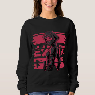 Cyberpunk Anime Glitch Art Android Girl Cyberpunk  Sweatshirt