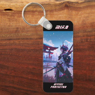 Cyberpunk Anime Miko Japanese Torii Custom Name Key Ring