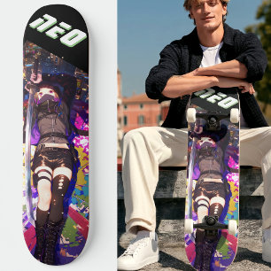 Cyberpunk Anime Skater Girl Ninja Kunoichi Skateboard
