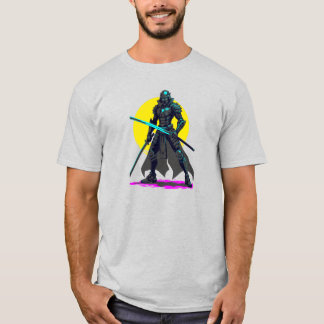 Cyberpunk Armoured Samurai Neon Warrior Art T-Shirt
