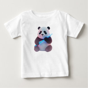 Cyberpunk Baby Panda with Glowing Bamboo T-Shirt