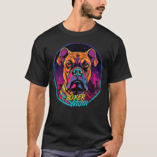 Cyberpunk Boxer Loving Moms Futuristic Boxer Dog T-Shirt