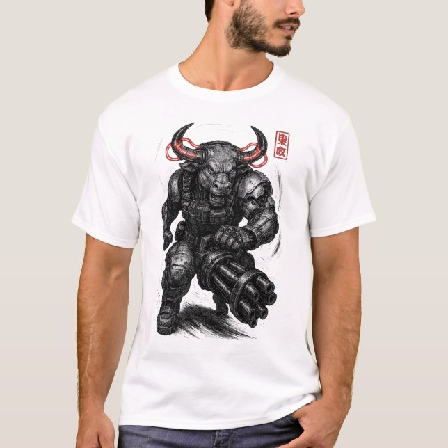 Cyberpunk Bull (Berserker) T-Shirt (Front)