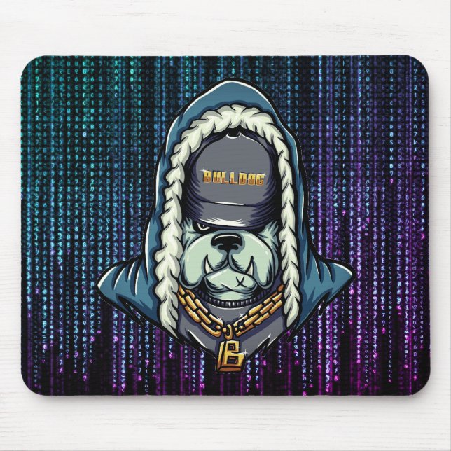 Cyberpunk Bulldog Neon Mouse Pad (Front)