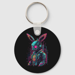 Cyberpunk Bunny Cyborg Rabbit Cool Gamer Easter  Key Ring