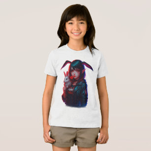 Cyberpunk Bunny Girl – Cool Neon Kids T-Shirt Tri-Blend Shirt