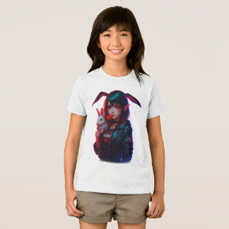 Cyberpunk Bunny Girl – Cool Neon Kids T-Shirt Tri-Blend Shirt