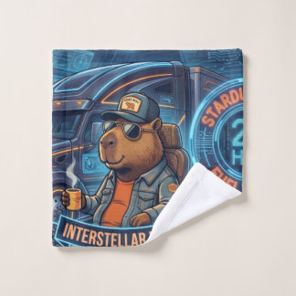 Cyberpunk Capybara Space Trucker Neon Sci-Fi Art B Bath Towel Set