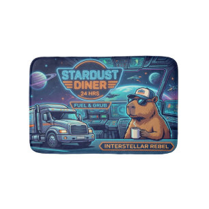 Cyberpunk Capybara Space Trucker Stardust Diner Ba Bath Mat