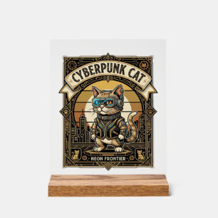 Cyberpunk Cat Cat Cyberpunk Vintage Acrylic Sign