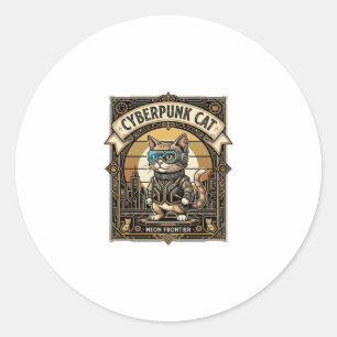 Cyberpunk Cat Cat Cyberpunk Vintage Classic Round Sticker