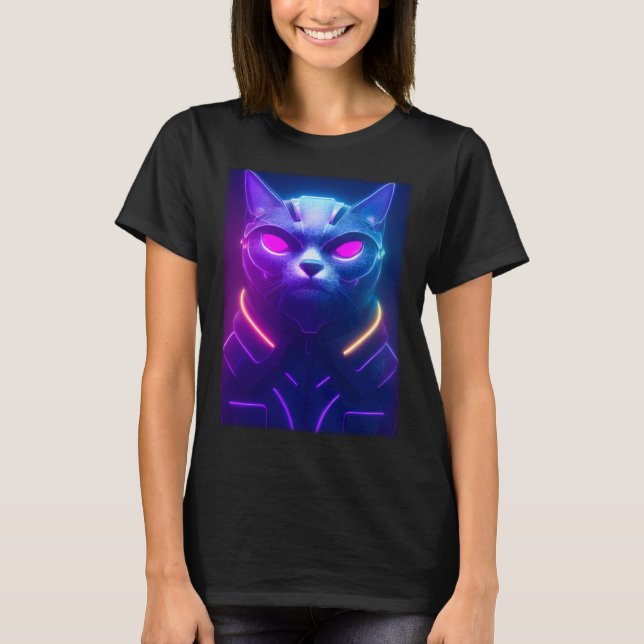 Cyberpunk Cat  Japanese Cat Aesthetic Streetwear   T-Shirt (Front)